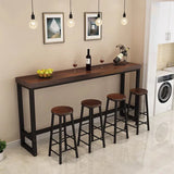 Wrought Iron Solid Wood Home Bar Table Long