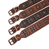 Durable Spiked Genuine Leather Dog Collar For Medium