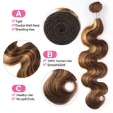 P4/27 Highlight Body Wave 3/4 Human Hair Bundles