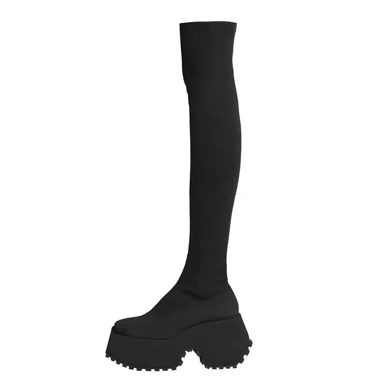 Autumn Winter Women's Over The Knee Sock Boots