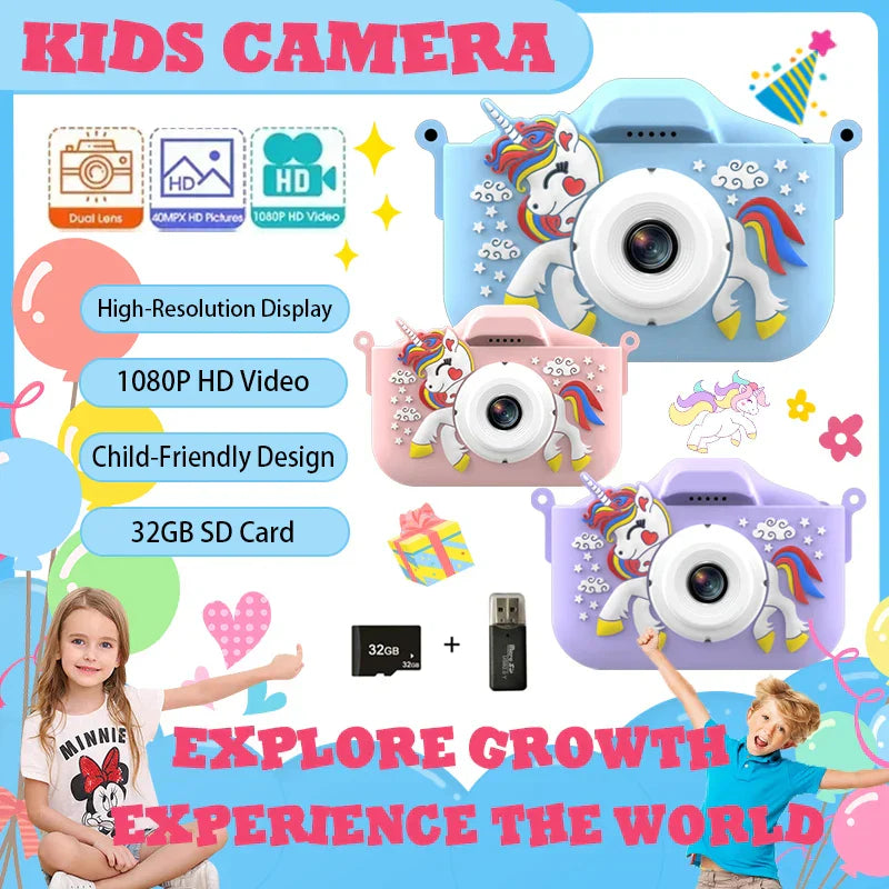 Children's Camera Unicorn Cartoon Digital Camera Animal Toy