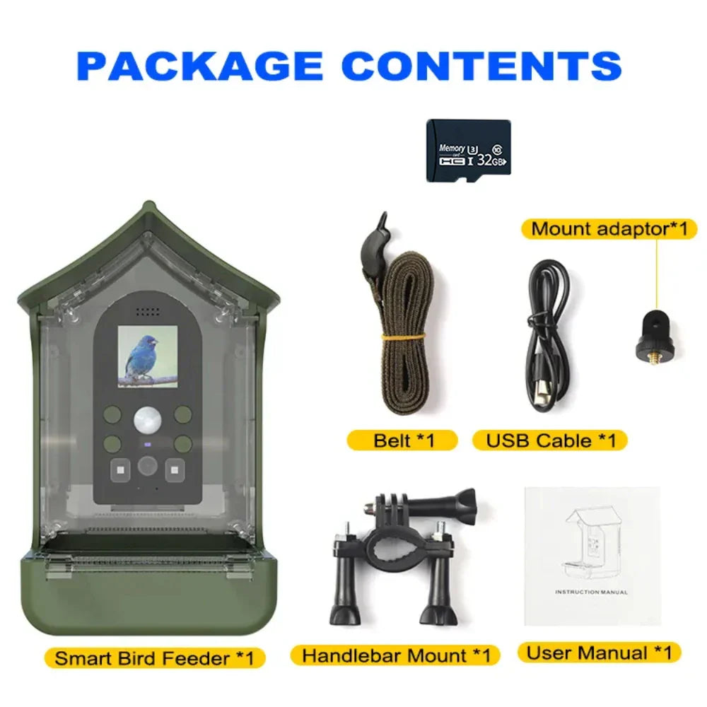 Outdoor Garden Waterproof Smart Window Bird Feeder Wildlife