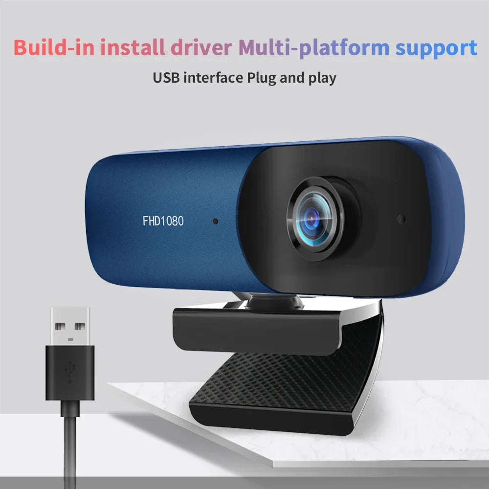 TISHRIC Autofocus Webcam 1080P 800W Pixels Full HD USB Web Camera With Micphone Web Cam For Computer 90° Wide Angle Webcam