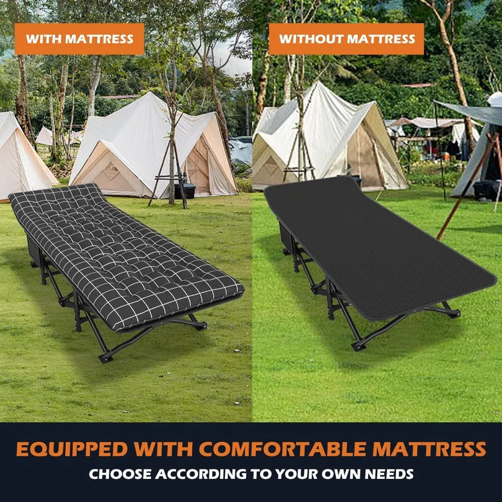 Camping Cot for Adults with Cushion Comfortable,Portable Folding