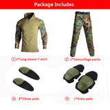 Mens Tactical Suit with Pads Combat Shirtpants Military