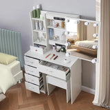 Logimiz Modern Vanity Desk with Mirror and Lights,