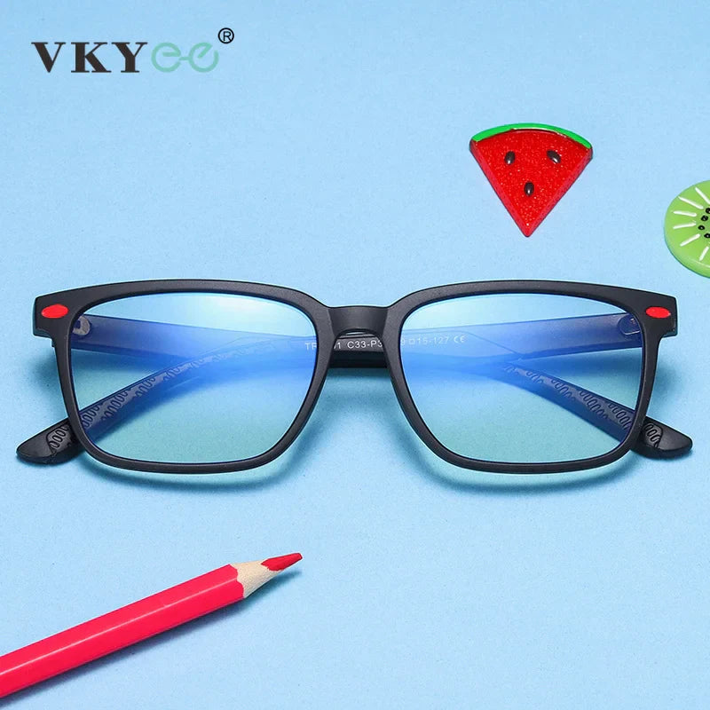 VICKY TR Classic Square Children‘s Sweet Candy Colored  Anti-blue Light Glasses Myopia Hyperopia Customizable Prescription 5101