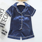 Toddler Girls Silk Satin Pajamas Sets Cartoon Kids