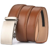 Plyesxale Brown Leather Belt Men 2024 Automatic Buckle