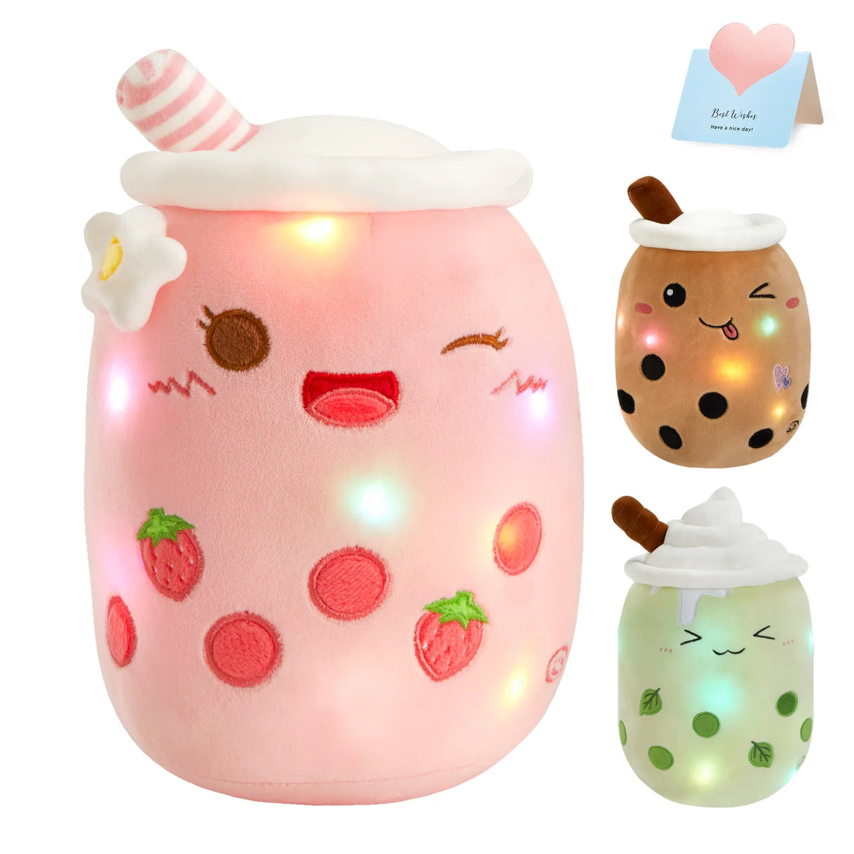 26-38cm LED Light Milk Tea Doll Plush Toy