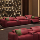 Italian minimalist electric leather sofa Home theater video