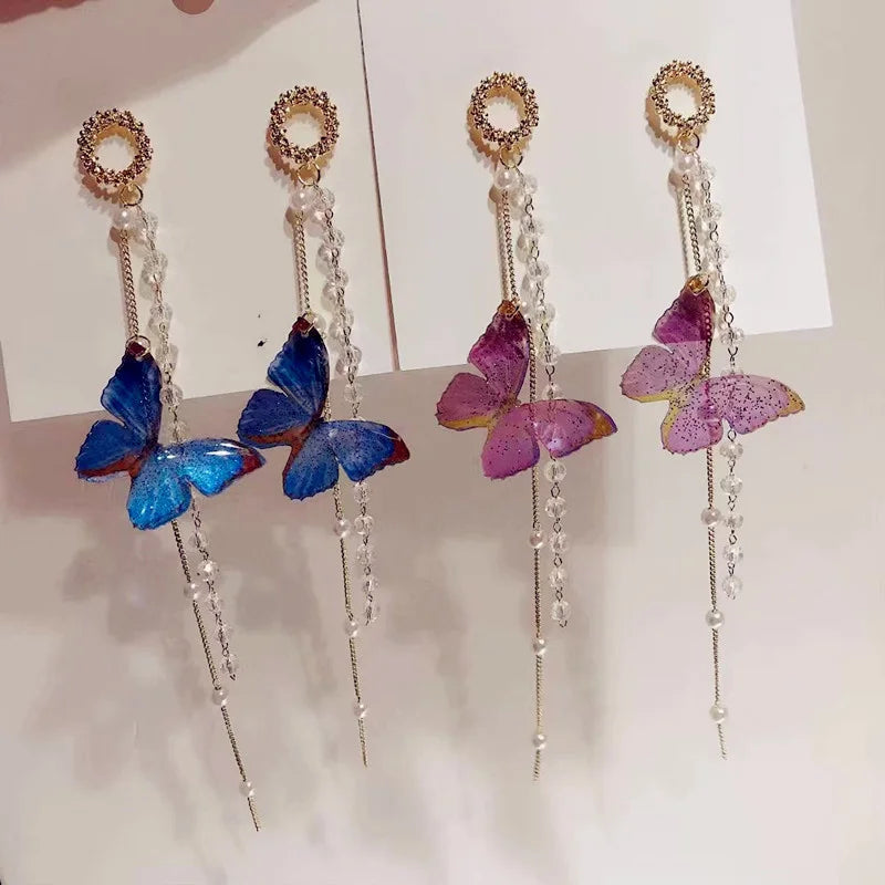 Fashion Butterfly Dangle Stud Earring for Women Girls