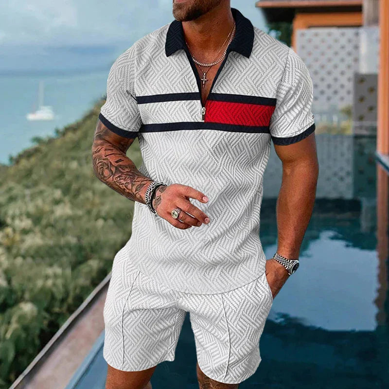 Summer Brand Tracksuit Solid Color Male Shorts Suit