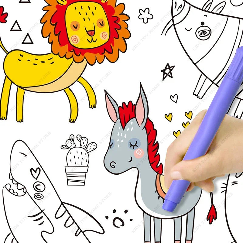 Kids Drawing Roll DIY Sticky Color Filling Paper