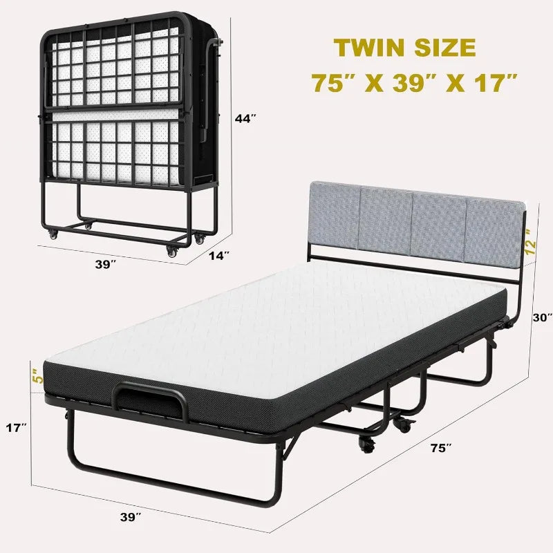 Folding Bed with 5" Memory Foam Mattress