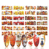 12pcs Hedgehog Animal Nail Water Stickers Pine Cones