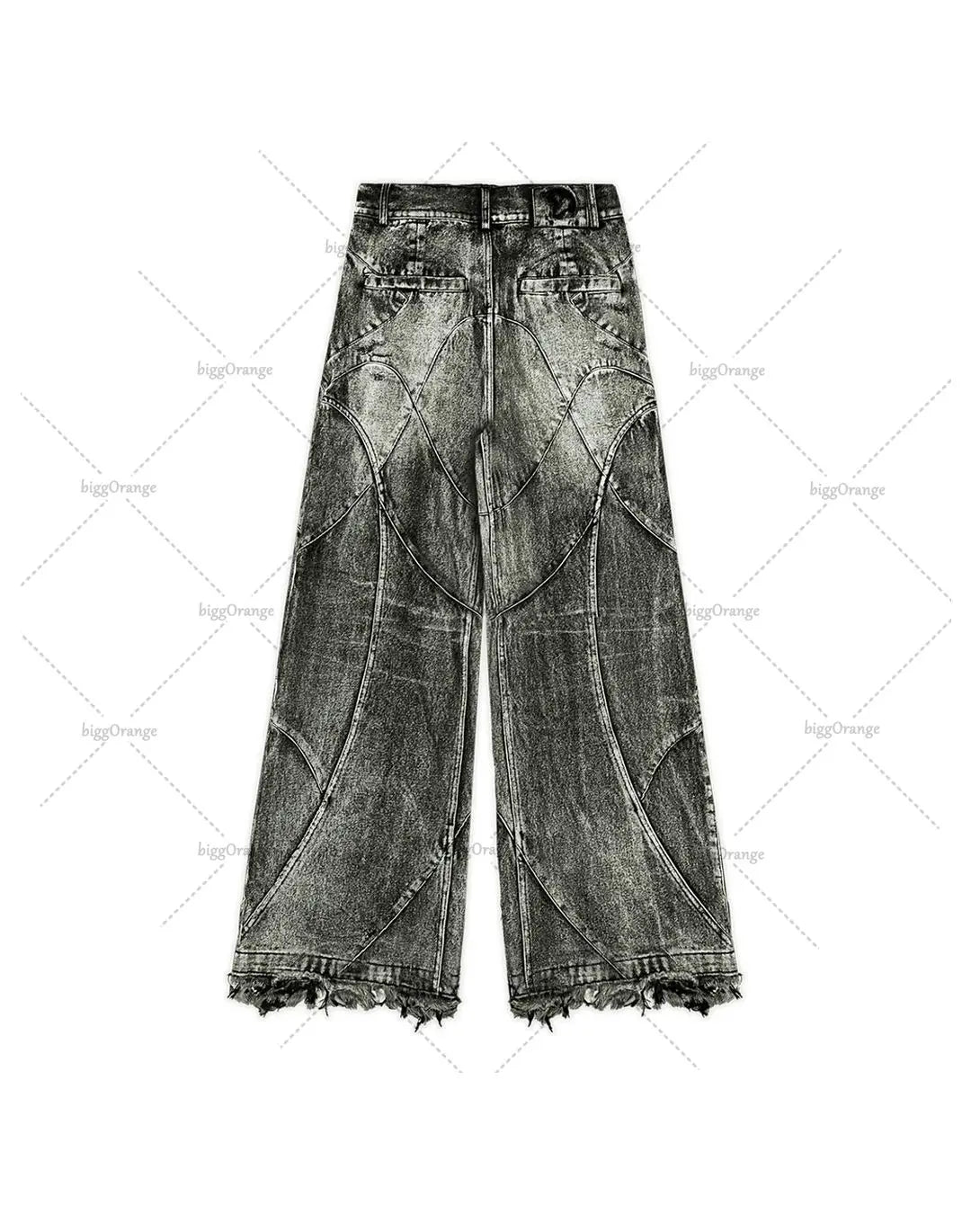 Y2K Tassel Jeans Men's Black Gray Washed Jeans