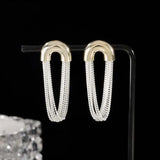 Fashion Metal U Shape Tassel Chain Earrings For