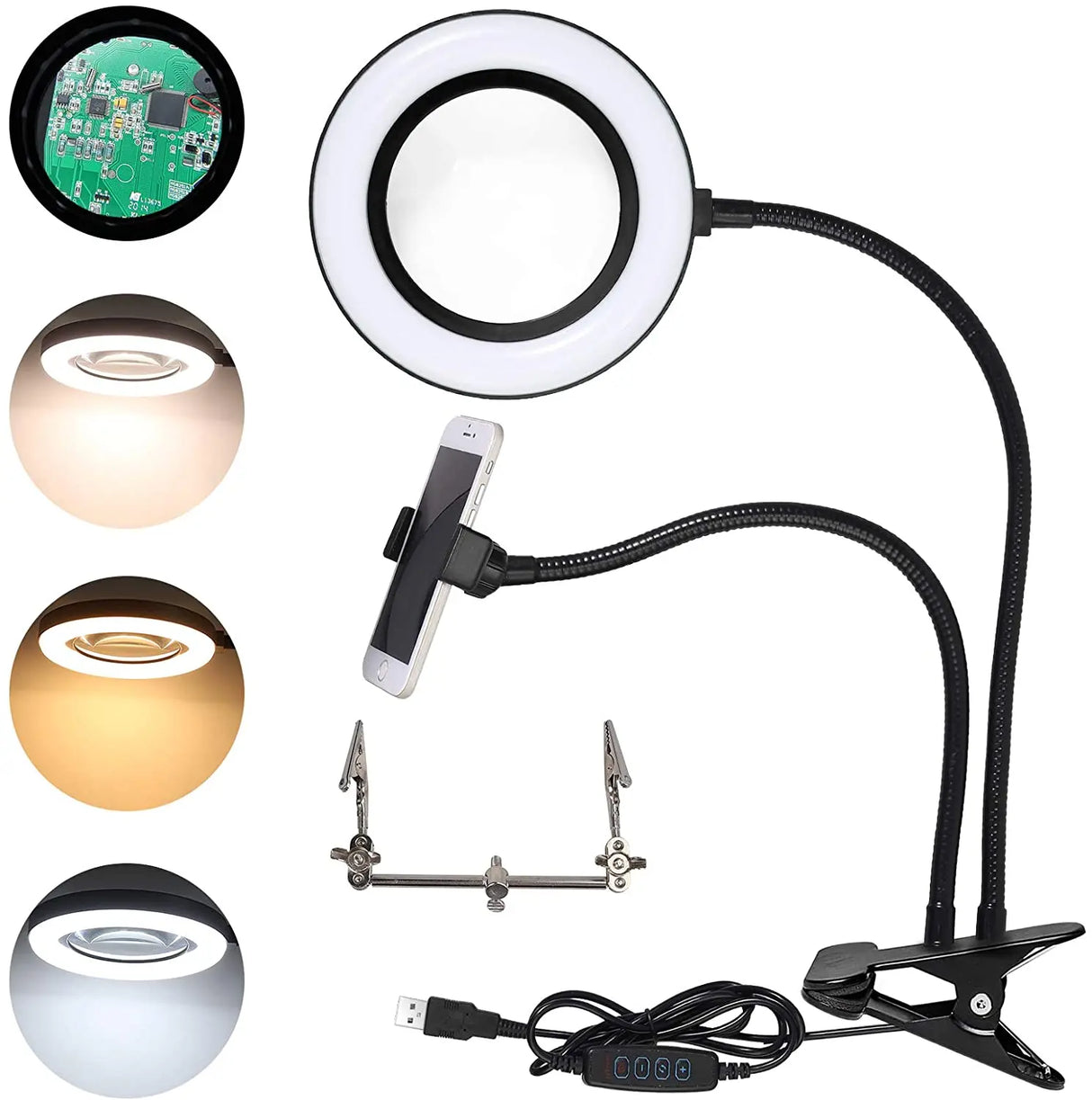 NEW 72LEDS Illuminated Magnifier USB 3 Colors LED