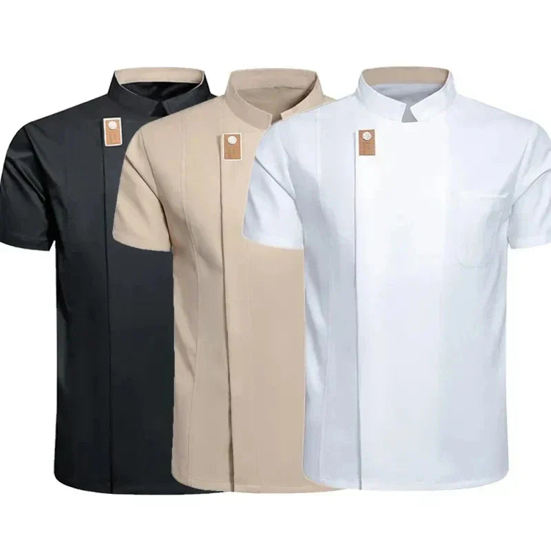 Newest Solid Mens Chef Jacket Short Long Sleeve