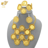 African 24K Gold Color Coins Necklace Bracelet Sets