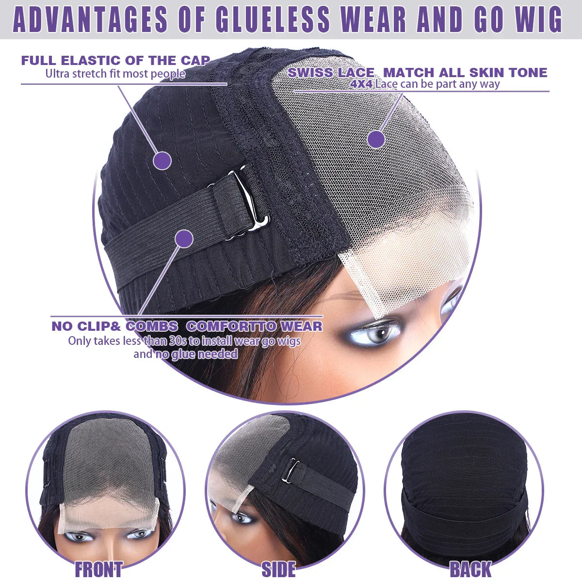 Kinky Straight 4x4 HD Transparent Lace Front Human
