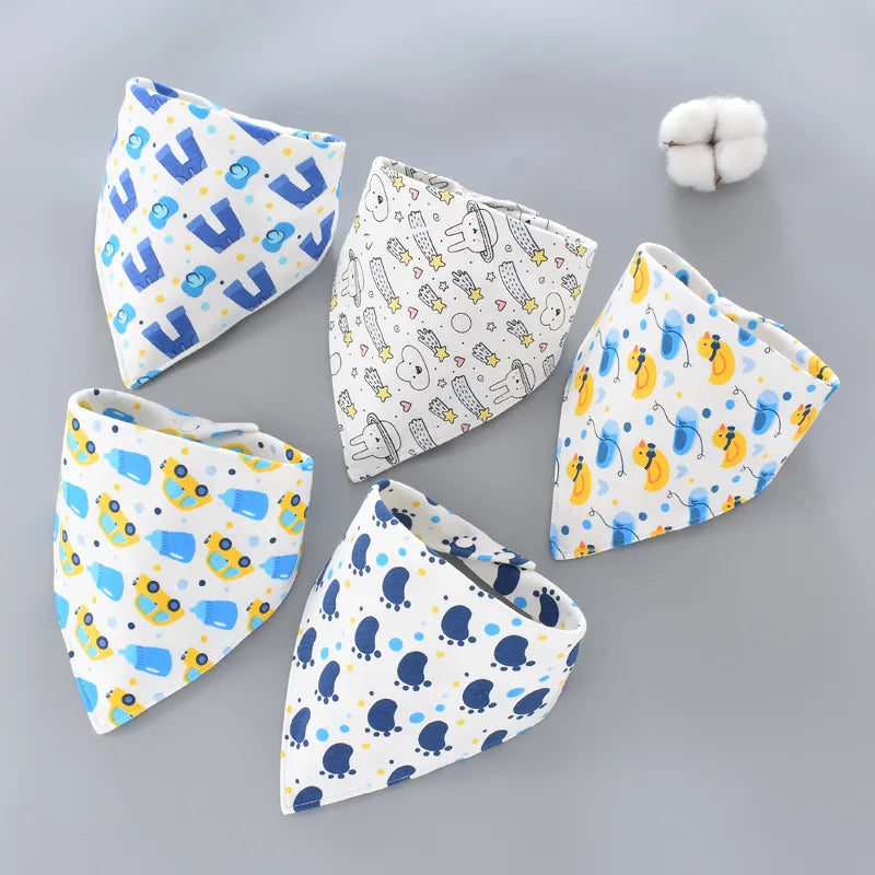 5Pcs/Set Baby Bibs Triangle Double Cotton Bandana Bibs