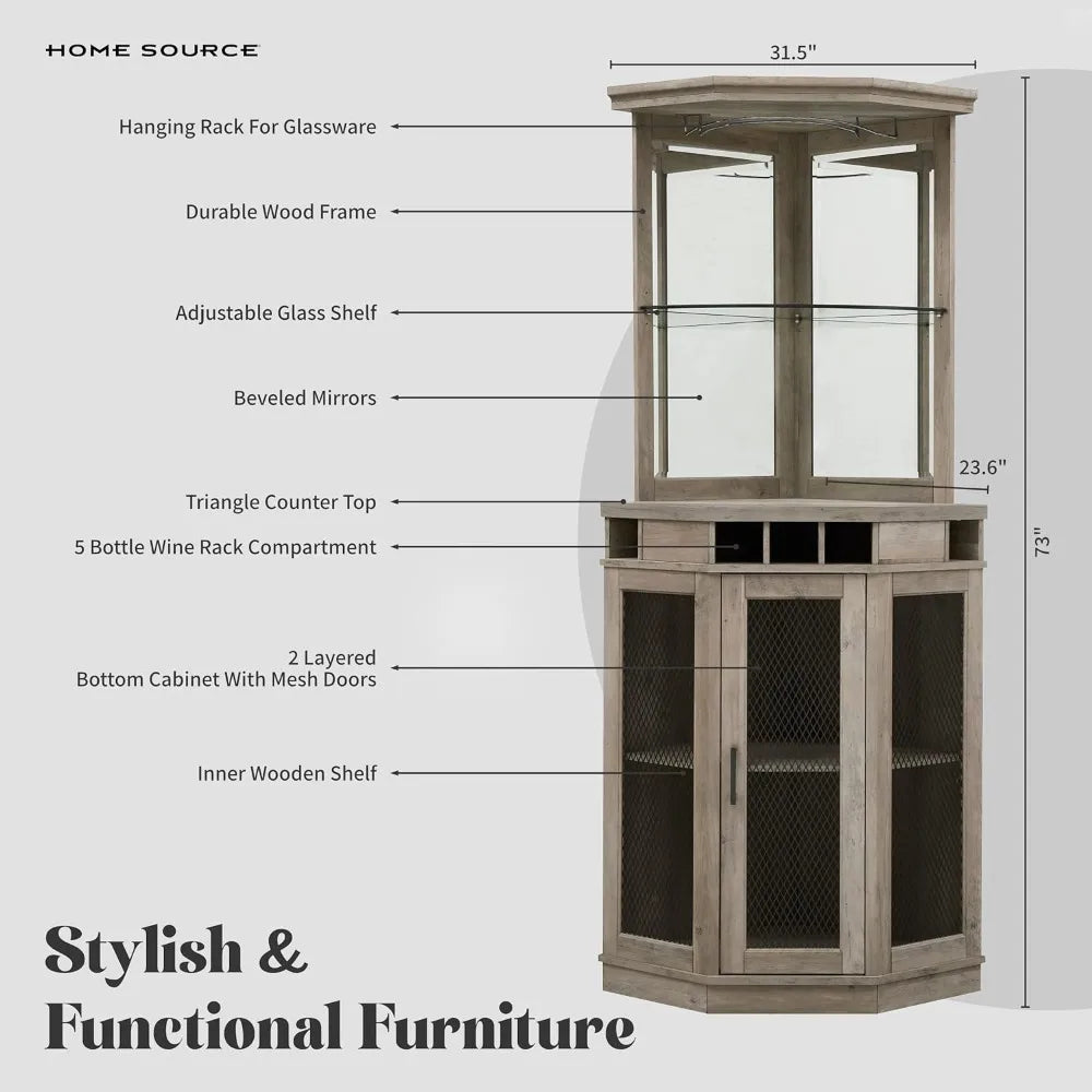 Stone Grey Corner Bar Unit 73"
