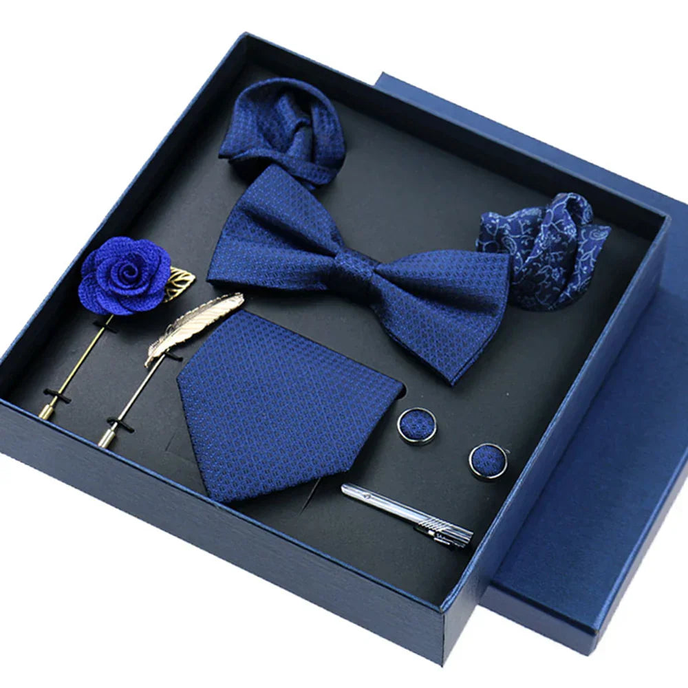 8piece Set Bussiness Blue Ties For Mans Floral