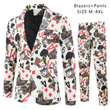 Red Printed Two-piece Men's Christmas Suit Jacket