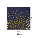 Dark Blue Gold Dot Disposable Tableware Set Paper
