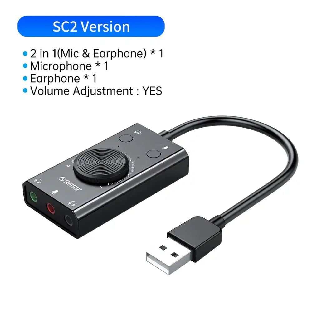 ORICO USB External Sound Card with Audio Interface+Microphone