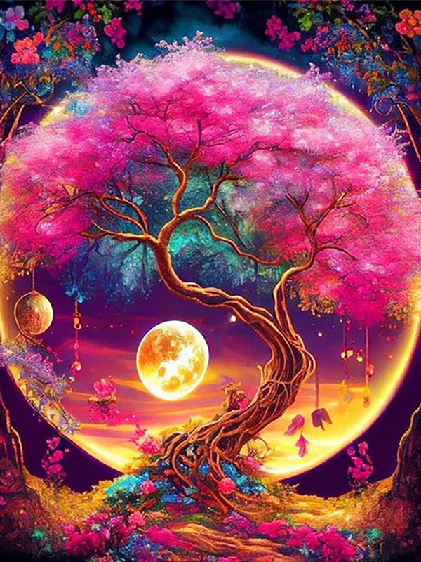 Colorful Trees And The Moon Personality DIY Full