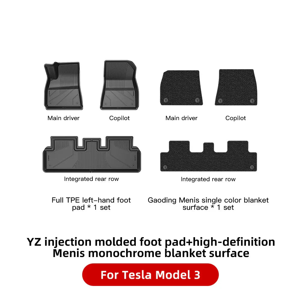 YZ For Tesla Floor Mats Model 3 Y