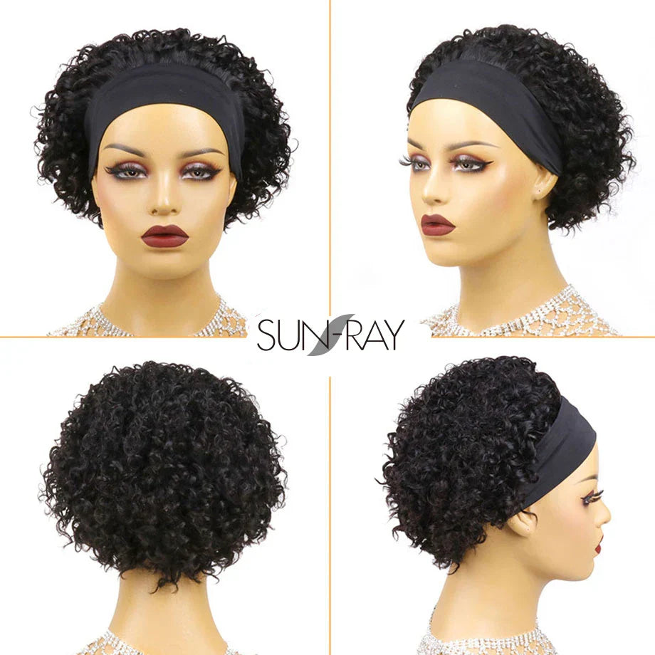 Short Curly Pixie Cut Headband Wig Water Wave