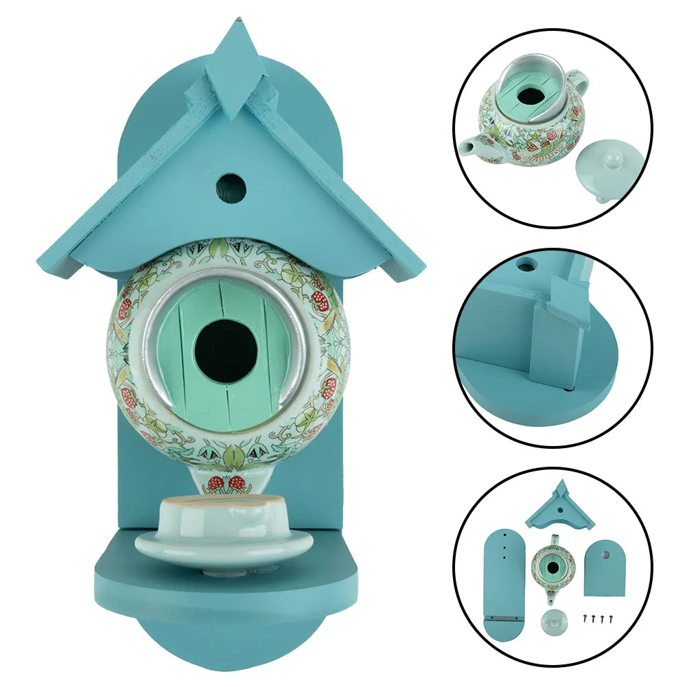 Bird House Feeder Teapot Birdhouses Hanging Hummingbird Feeders