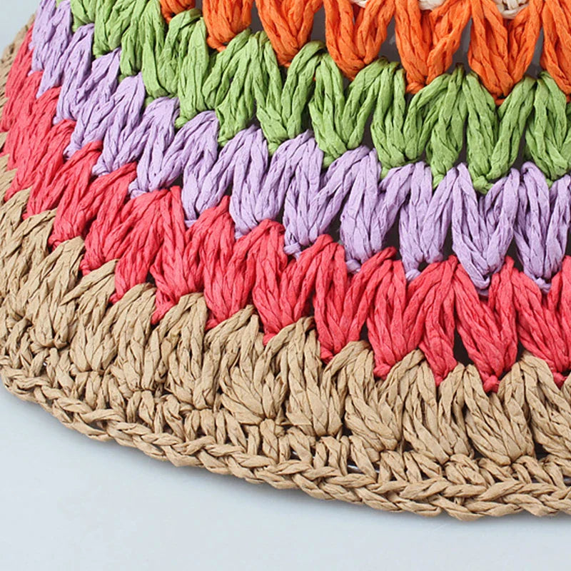 New Colorful Striped Knitted Hat for Women Spring