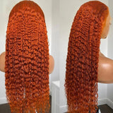 12-34 Inch Ginger Orange 13x6 Curly Lace Front