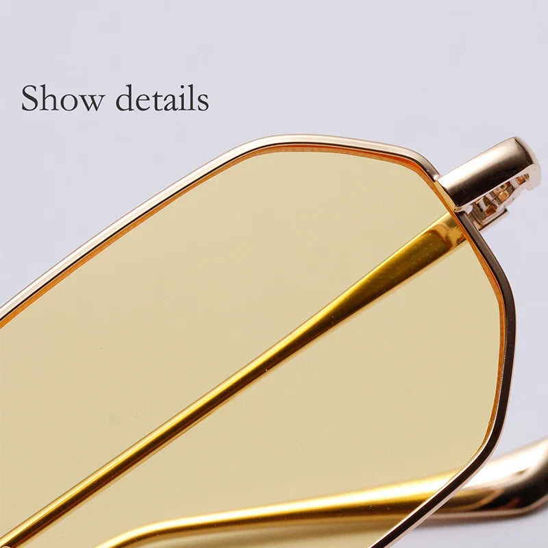 Hipster Polygon Sunglasses For Women Vintage Retro Silver Mirror Metal Frame Sunglasses Classic Square 90’S Shades Trendy 2022