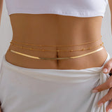 Salircon Minimalist multi-layer metal flat snake chain belly