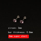 2PCS 4mm Short Ear Studs Earring Outside Upper