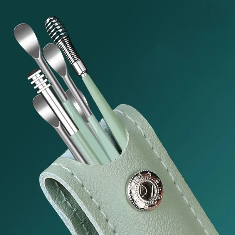 6PCS Stainless Steel Earpick Ear Cleaner Spoon Wax