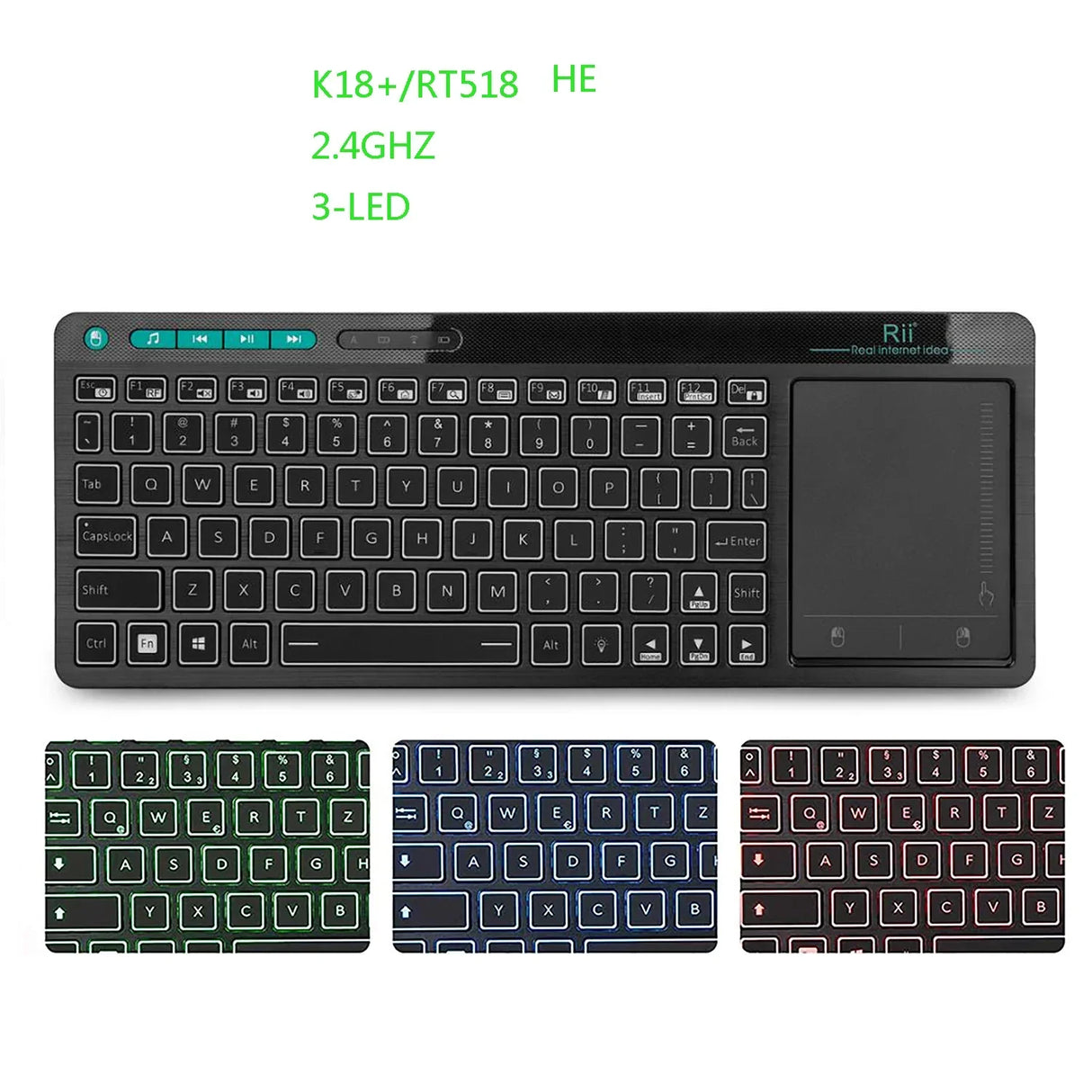 Rii K18Plus/K18S 2.4G Wireless Keyboard with Touchpad Mouse