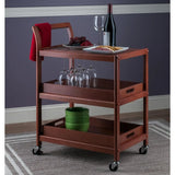 3-Shelf Wood Mobile Serving Cart With Lockable Wheels