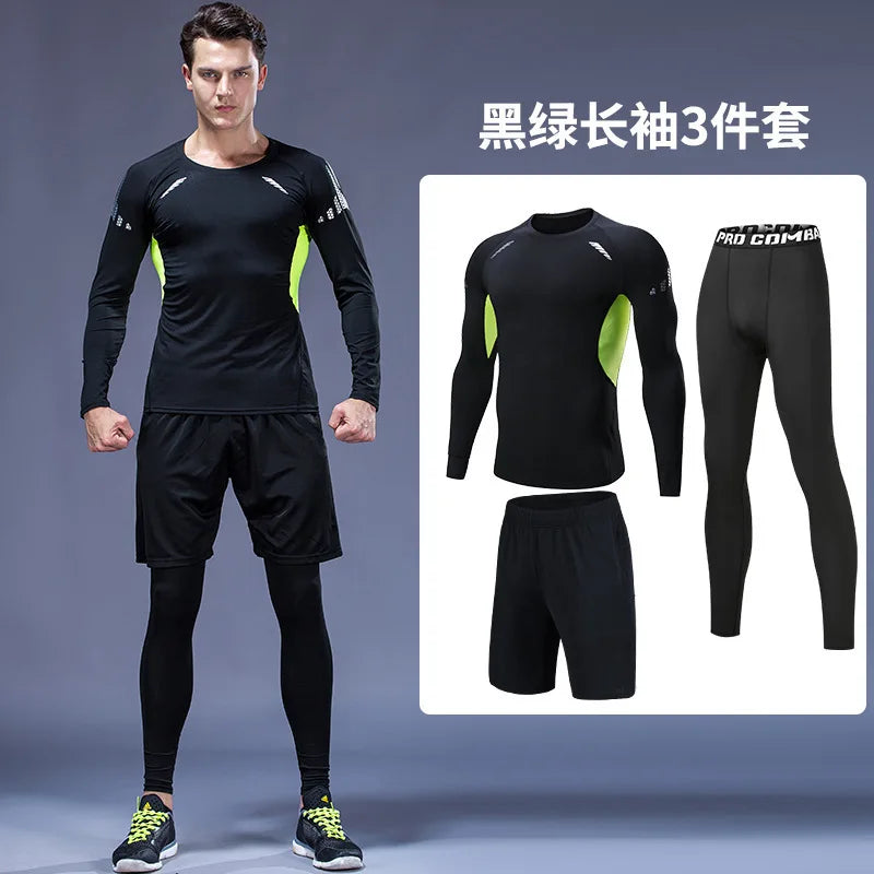 Quick-drying tights set men's running fitness training clothes