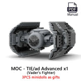 NEW 453Pcs MOC Spaceship TIE/ad Advanced x1 Vader's