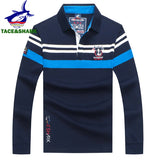 TACE&SHARK Brand Shark Embroidery Long Sleeve Polo Tops