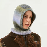 Winter Wool Women Balaclava Hat Unisex Knitted Hooded