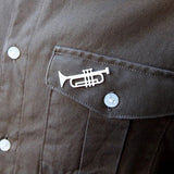 Musical Instrument Trumpet Brooch Pin Stainless Steel Mens