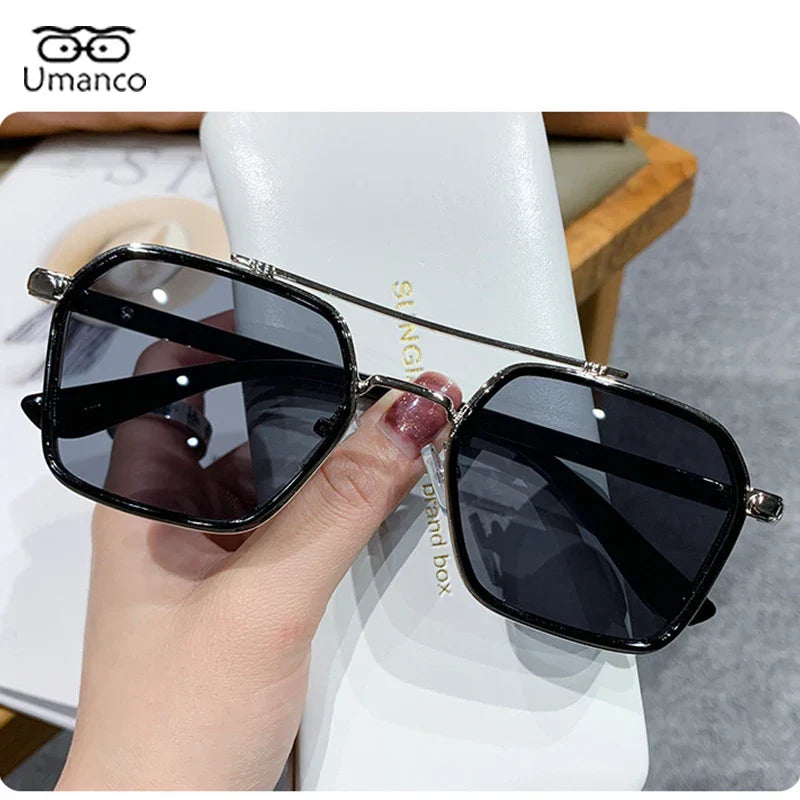 Umanco Trendy Double Beam Square Sunglasses For Men